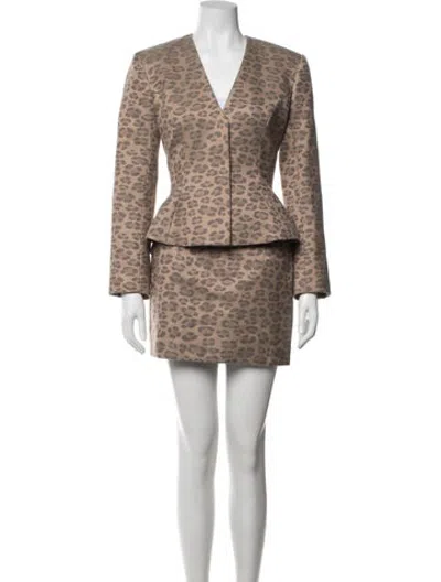 Pre-owned Fleur Du Mal Animal Print Skirt Set W/ Tags In Neutrals