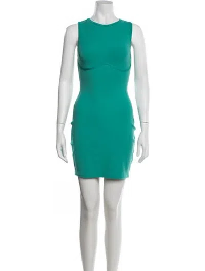 Pre-owned Fleur Du Mal Crew Neck Mini Dress W/ Tags In Green