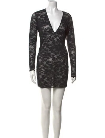 Pre-owned Fleur Du Mal Lace Pattern Mini Dress In Grey
