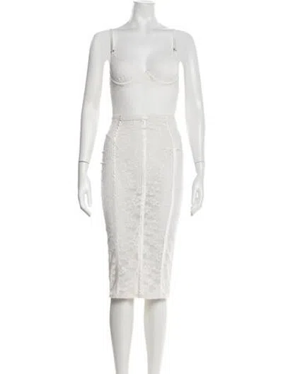 Pre-owned Fleur Du Mal Lace Pattern Skirt Set In White