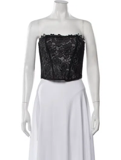 Pre-owned Fleur Du Mal Lace Pattern Strapless Crop Top W/ Tags In Black/white