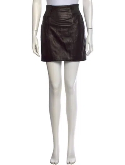 Pre-owned Fleur Du Mal Lamb Leather Mini Skirt In Brown