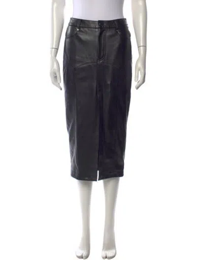 Pre-owned Fleur Du Mal Leather Midi Length Skirt In Black