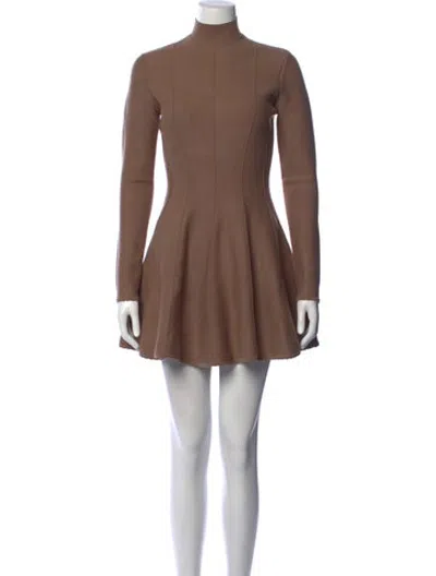 Pre-owned Fleur Du Mal Mock Neck Mini Dress In Brown