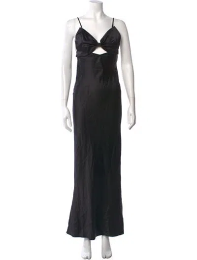Pre-owned Fleur Du Mal Silk Long Dress In Black