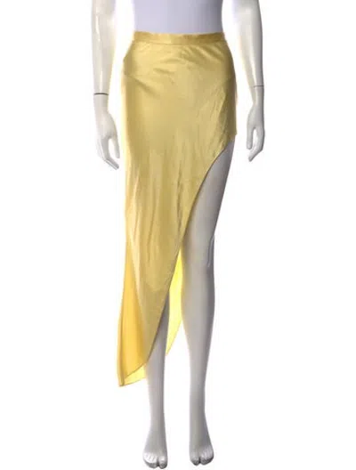 Pre-owned Fleur Du Mal Silk Long Skirt In Yellow