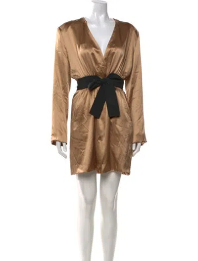 Pre-owned Fleur Du Mal Silk Mini Dress In Neutrals