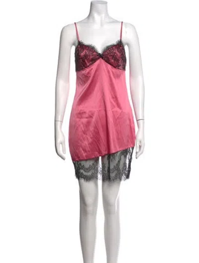 Pre-owned Fleur Du Mal Silk Mini Dress In Pink