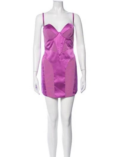 Pre-owned Fleur Du Mal Silk Mini Dress In Purple