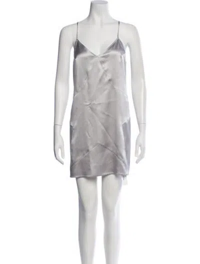 Pre-owned Fleur Du Mal Silk Mini Dress In Silver
