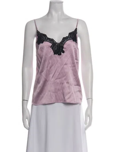 Pre-owned Fleur Du Mal Silk V-neck Top In Pink
