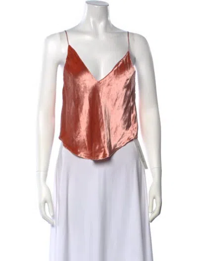 Pre-owned Fleur Du Mal Velvet V-neck Crop Top In Pink