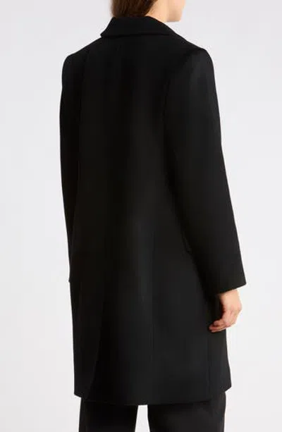 Fleurette Wool Blend Notch Collar Coat In Black