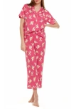Flora Nikrooz Annie Short Sleeve & Capri Print Pajamas In Pink