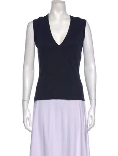 Pre-owned Flore Flore V-neck Sleeveless T-shirt In Blue