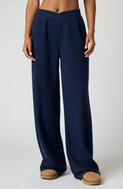 Florence By Mills Cozy Crush V Wide Leg Sweatpants In Blue