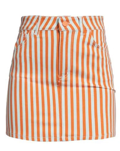 Fly Girl Woman Mini Skirt Orange Size 10 Cotton, Elastane