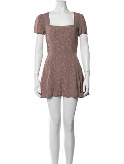 Pre-owned Flynn Skye Floral Print Mini Dress In Neutrals