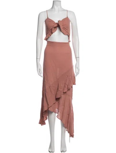 Pre-owned Flynn Skye V-neck Long Dress In Pink