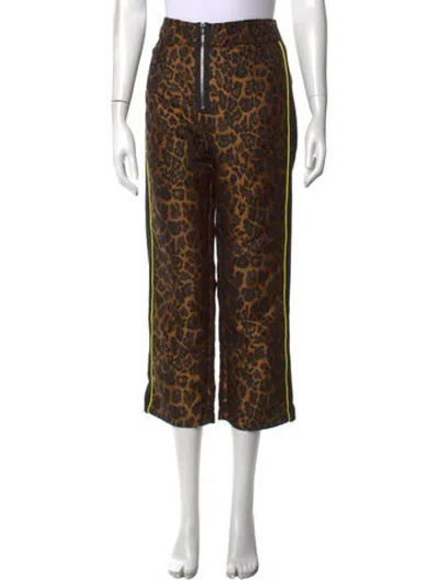 Pre-owned For Love & Lemons Animal Print Wide Leg Pants In Neutrals
