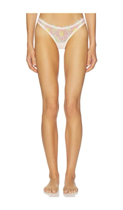 For Love & Lemons Blush Hibiscus Thong Panty In Pink