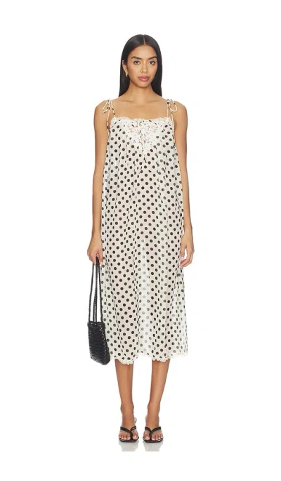For Love & Lemons Estelle Cover Up Maxi Dress In Cream & Black