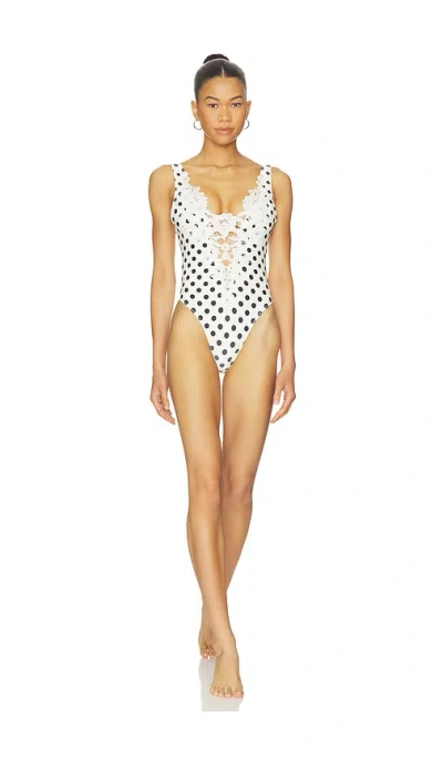 For Love & Lemons Lelani One Piece Swimsuit In Cream & Black