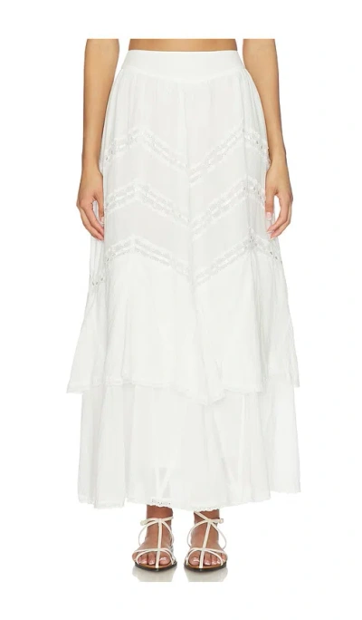 For Love & Lemons Lou Maxi Skirt In White