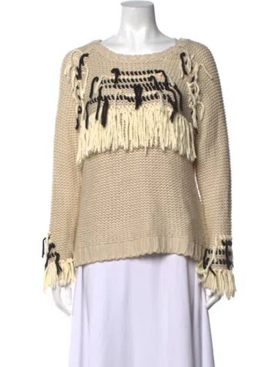 Pre-owned For Love & Lemons Patterned Crew Neck Sweater In Neutrals