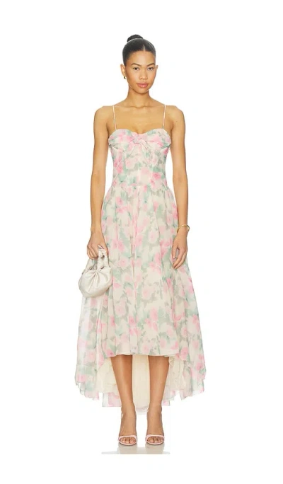 For Love & Lemons Satin Burnout Maxi Dress In Yellow