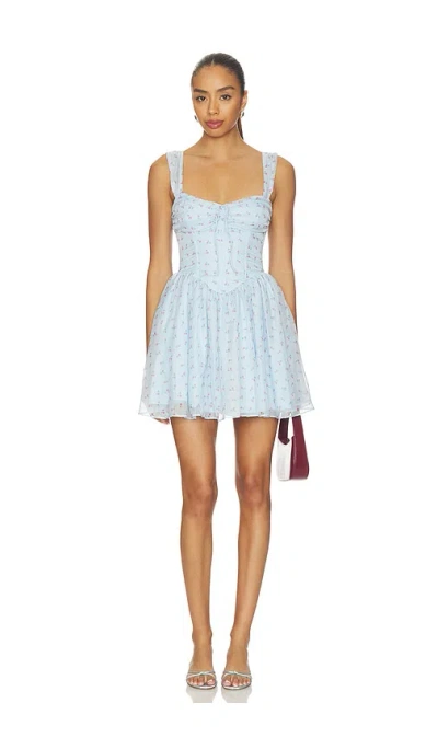 For Love & Lemons That's Amore Bouquet Mini Dress In Blue