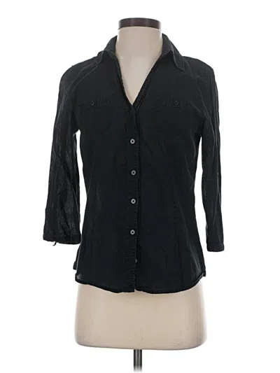 Pre-owned Forever 21 3/4 Sleeve Button Down Shirt In Black