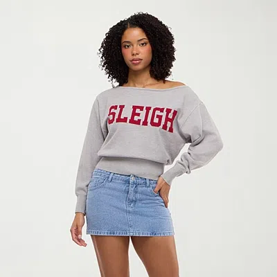 Forever 21 Na Womens Boat Neck Long Sleeve Pullover Sweater In Gray