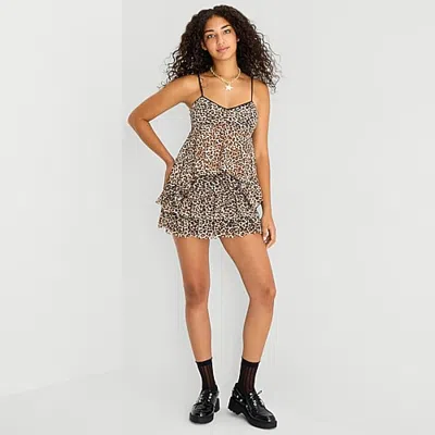 Forever 21 Womens Low Rise Mini Flared Skirt In Brown