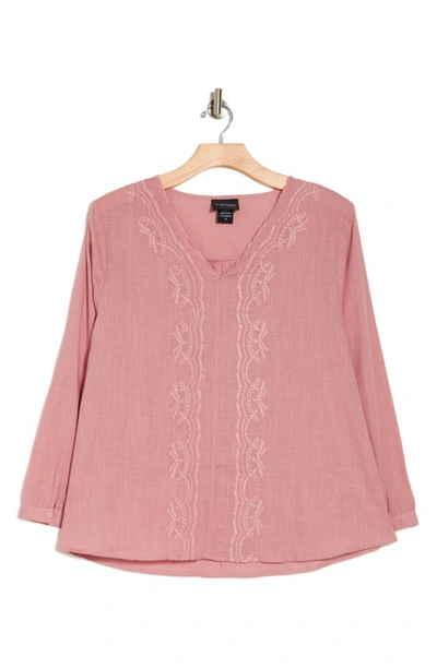 Forgotten Grace Embroidered Cotton Top In Mauve