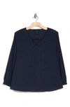 Forgotten Grace Embroidered Cotton Top In Navy