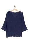 Forgotten Grace Eyelet Embroidered Top In Navy