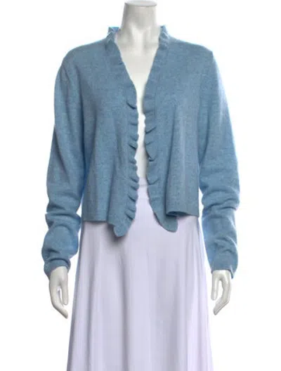 Pre-owned Forte Cashmere Cashmere Open Front Sweater In Blue