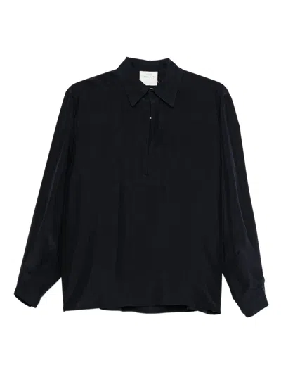 Forte Forte Heavy Habotai Silk Polo Shirt In Notte