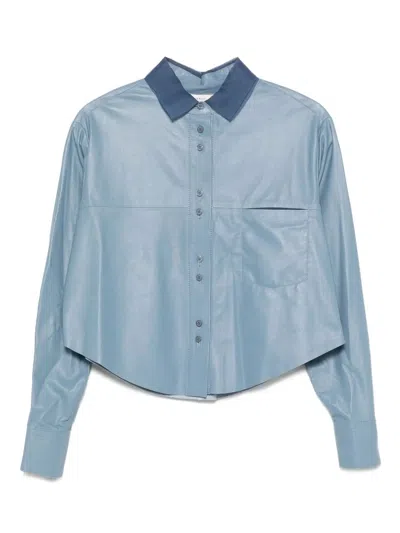 Forte Forte Nappa Leather Boxy Shirt Organza De In Nuage