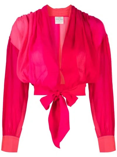 Forte Forte Tie-fastening Silk Blouse In Pink