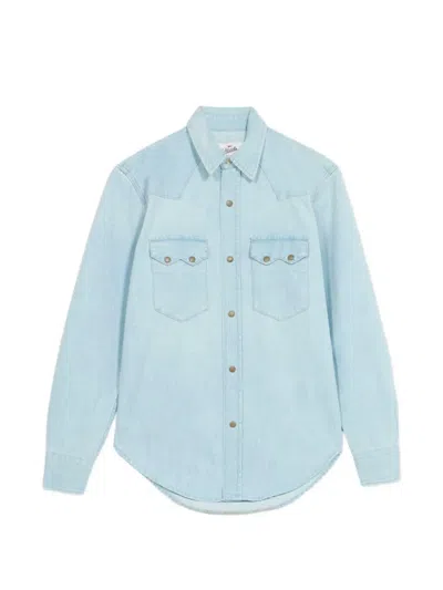 Fortela Elpasoj Texan Bleach Wash Denim Shirt In Blue
