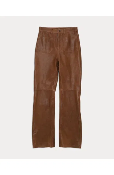 Fortela Jane Nappa Leather Bootcut Trousers In Gold