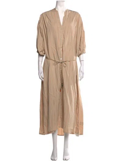 Pre-owned Fortela Striped Long Dress In Neutrals