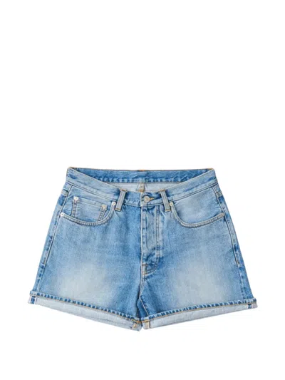 Fortela Winonaj Japan Selvedge Bleach Wash Denim Shorts In Blue