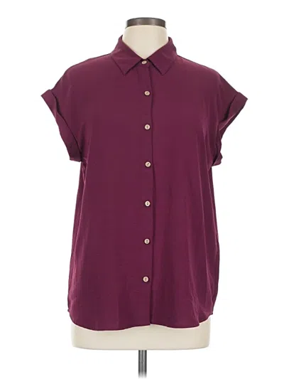 Pre-owned Fortune + Ivy Short Sleeve Blouse In Burgundy