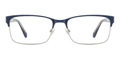 Fossil Fos 7230/g Asian Fit Fll Men's Glasses Blue Size 57 - Free Lenses - Blue Light Block Available In Matte Blue,silver