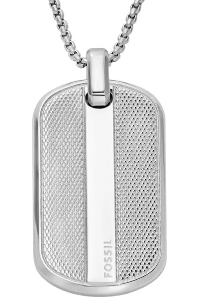 Fossil Knox Dog Tag Pendant Necklace In Silver