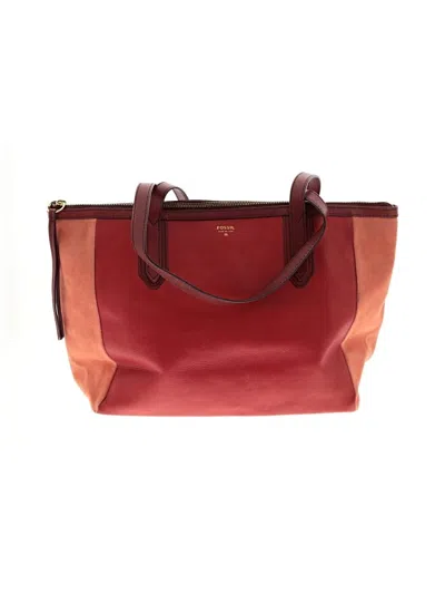 Pre-owned Fossil Leather Tote Bag In Burgundy