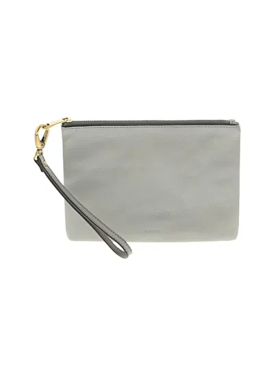 Pre-owned Fossil Leather Wristlet In Gray